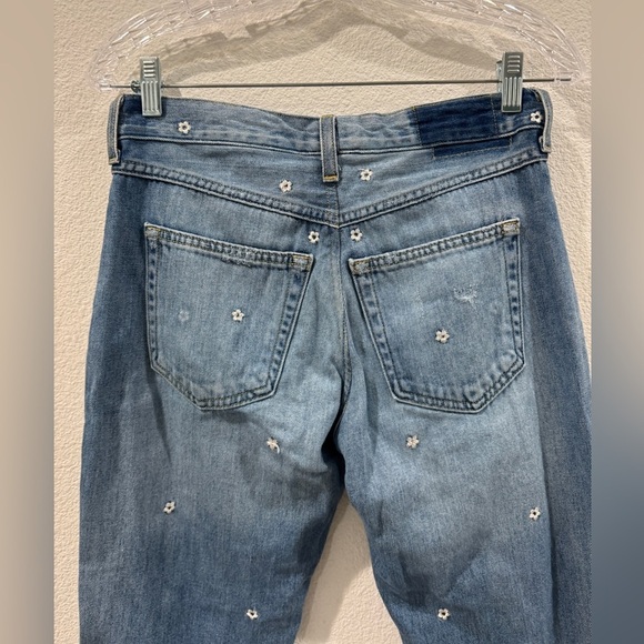 NWT AMO Tomboy Crop Loose Fit Relaxed Rise Vintage Embroidered Floral Jeans 26 - Picture 11 of 16